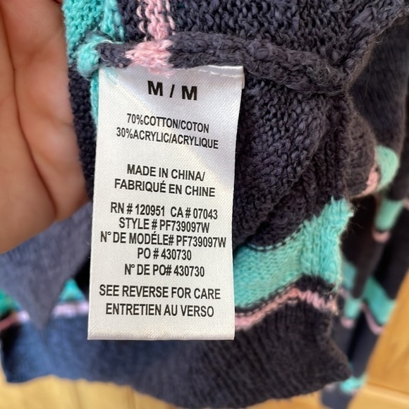 Pink Rose Striped Sweater size medium - Picture 3 of 5